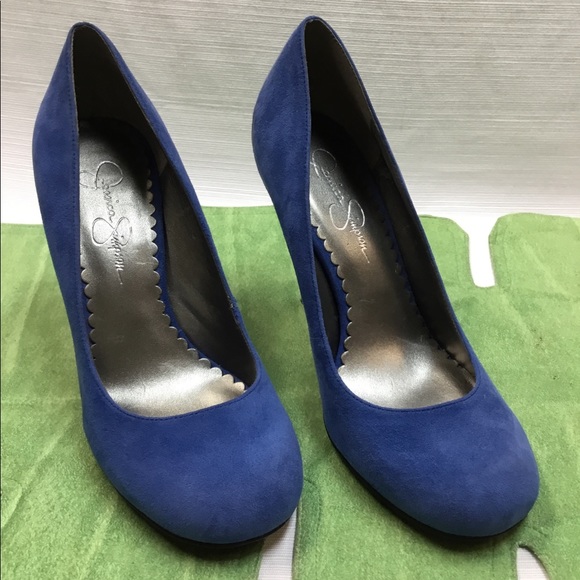 Jessica Simpson Shoes - Jessica Simpson Blue Suede Leather Heels.